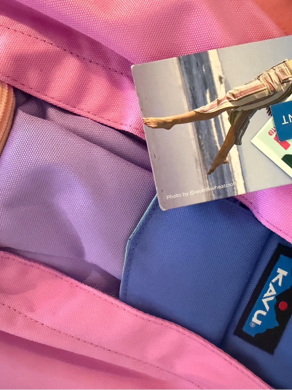 Kavu Pink and Periwinkle Colorblock Shoulder Bag